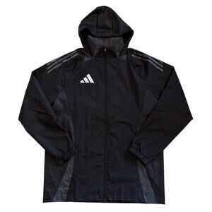 Adidas Soccer Trio 24 All Weather Jacket Mens Sz Medium Black Hooded Lightweight